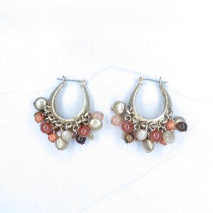 Multicolor Beads on Gold Tone Hoops